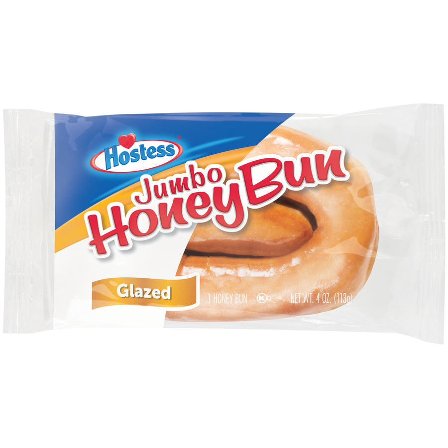 Hostess Jumbo Glazed Honey Bun, Single Serve, 4.75 oz