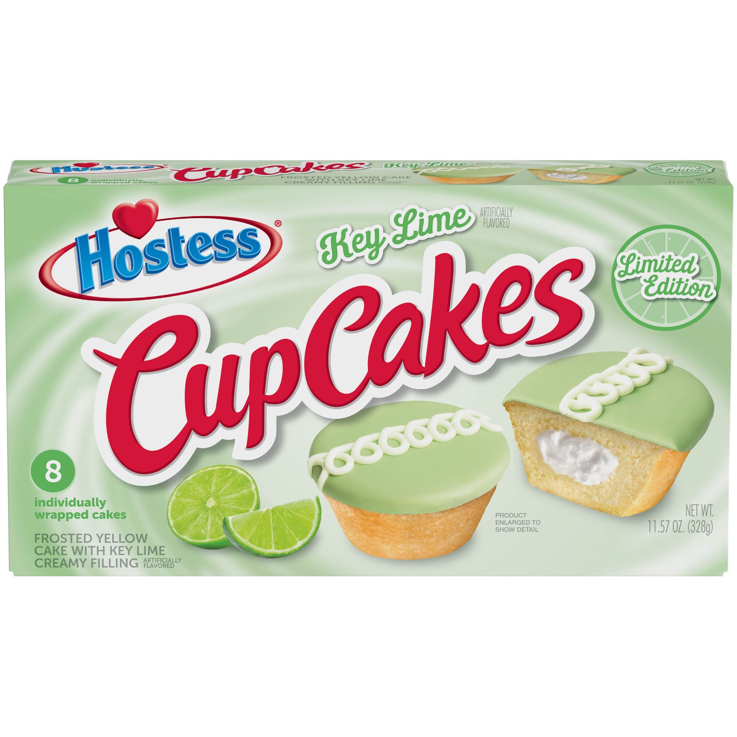 Hostess Limited Edition Key Lime CupCakes, Creamy Filling, 8 Count