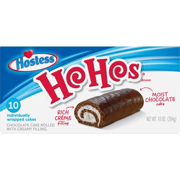 Hostess Ho Hos, Rolled Chocolate Cake With Creamy Filling, 10 Count